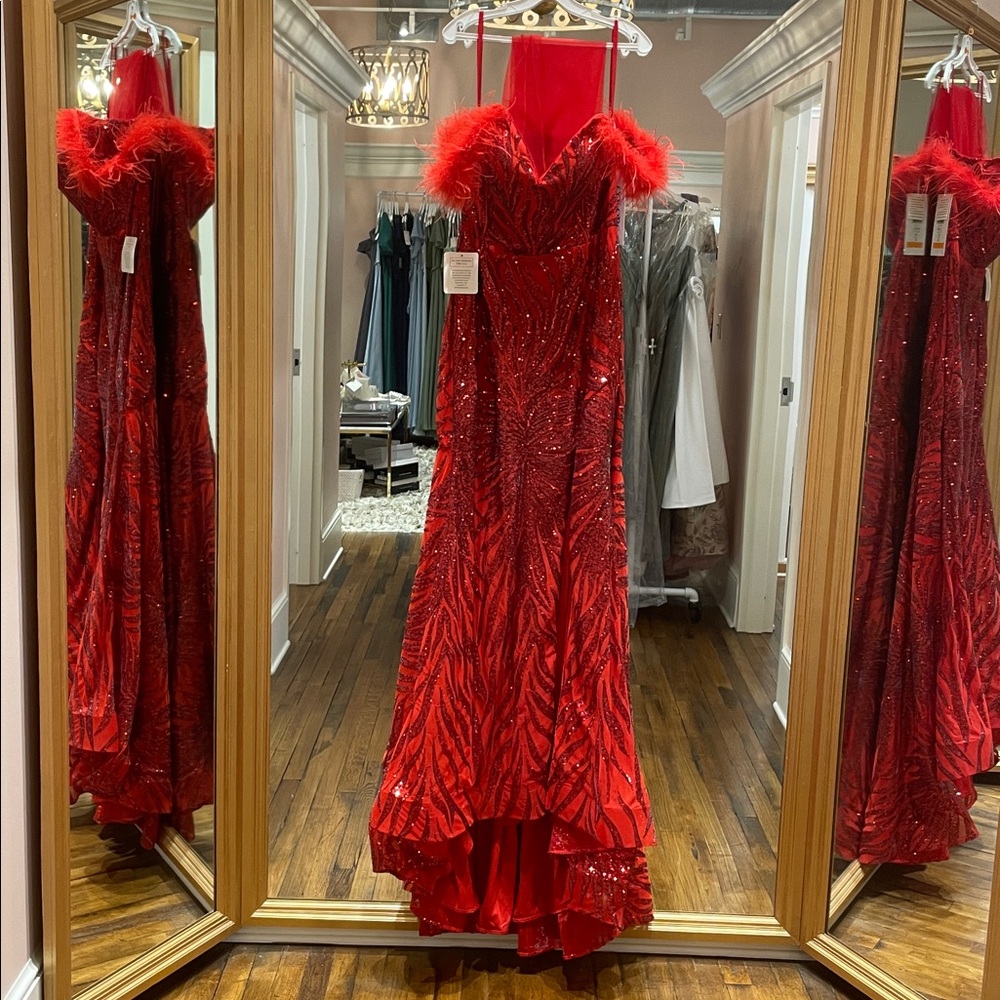 NEW Red Sequin prom/Pageant dress size 18 - Picture 3 of 9
